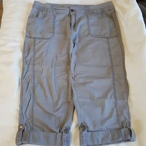 Plus size light grey cargo adjustable capris